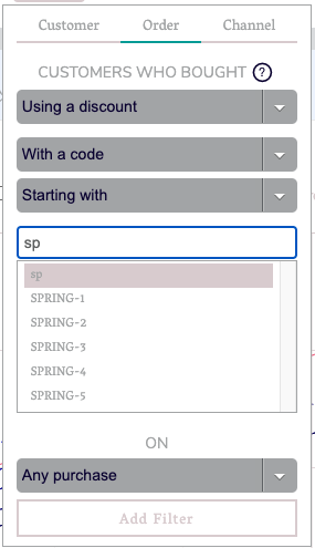 "Starts With" discount code matcher example